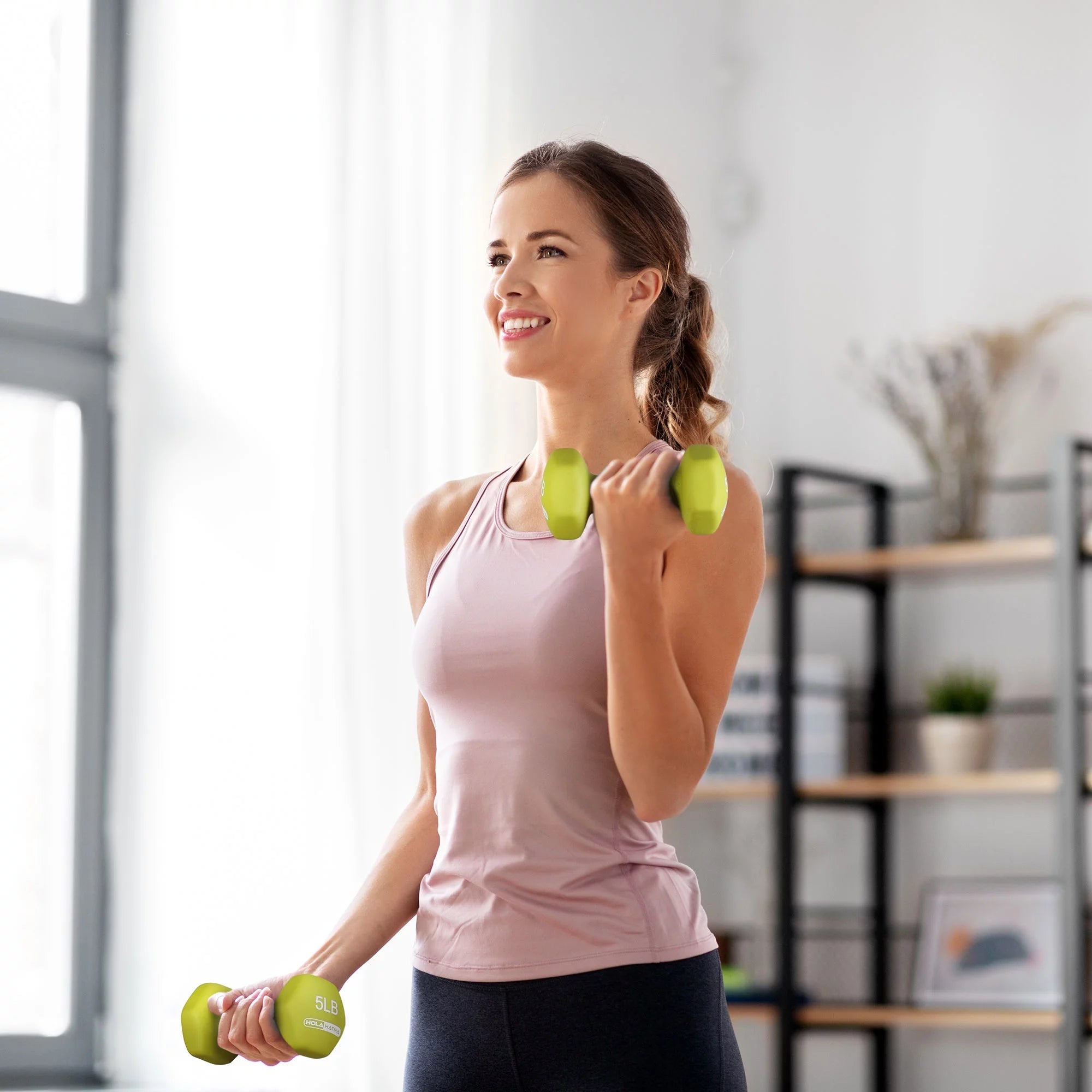 Neoprene Dumbbell Weight Set with Rack - Available in 5, 10, and 15 Pounds