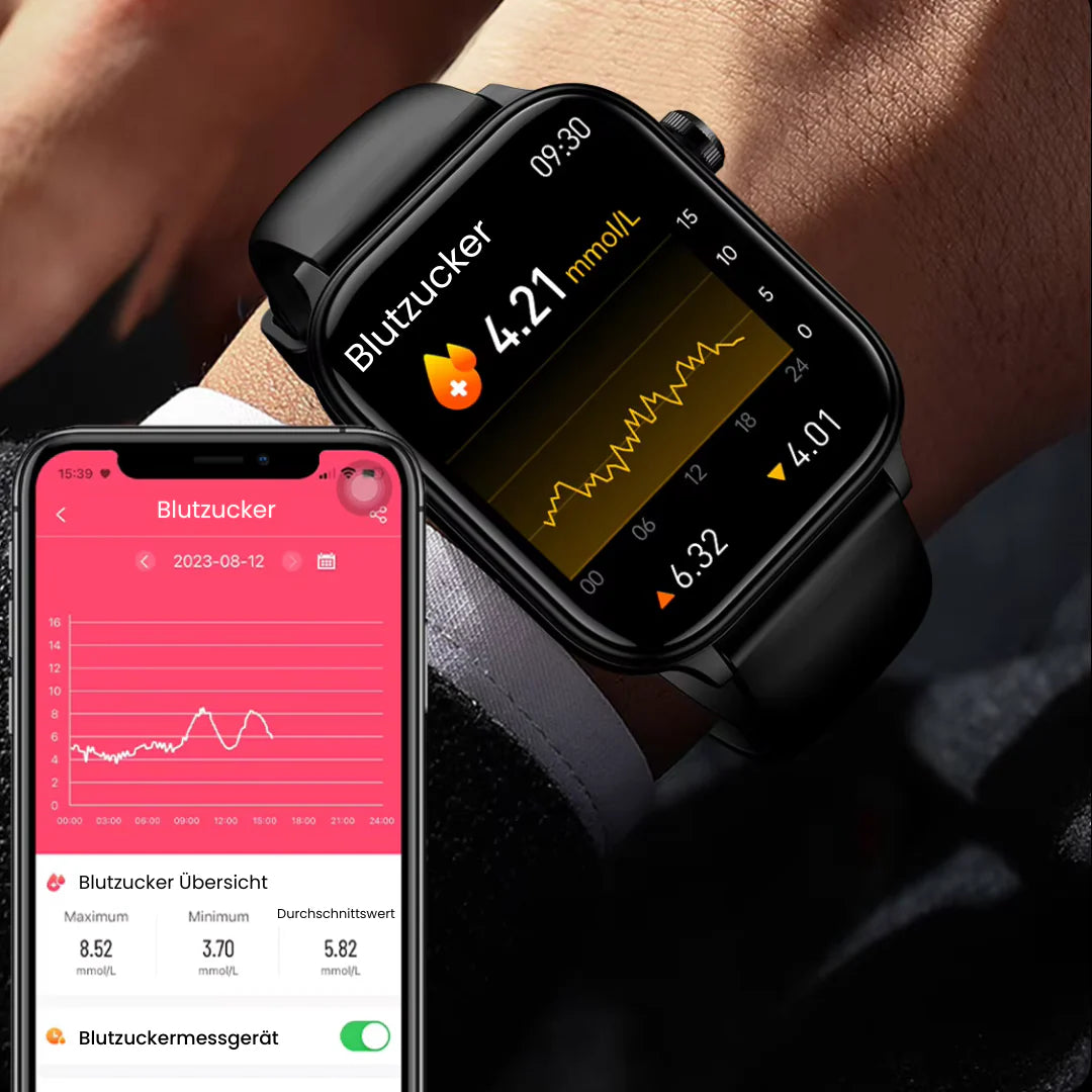 Glucocare SOS | Smartwatch Met Vital Signs Tracking
