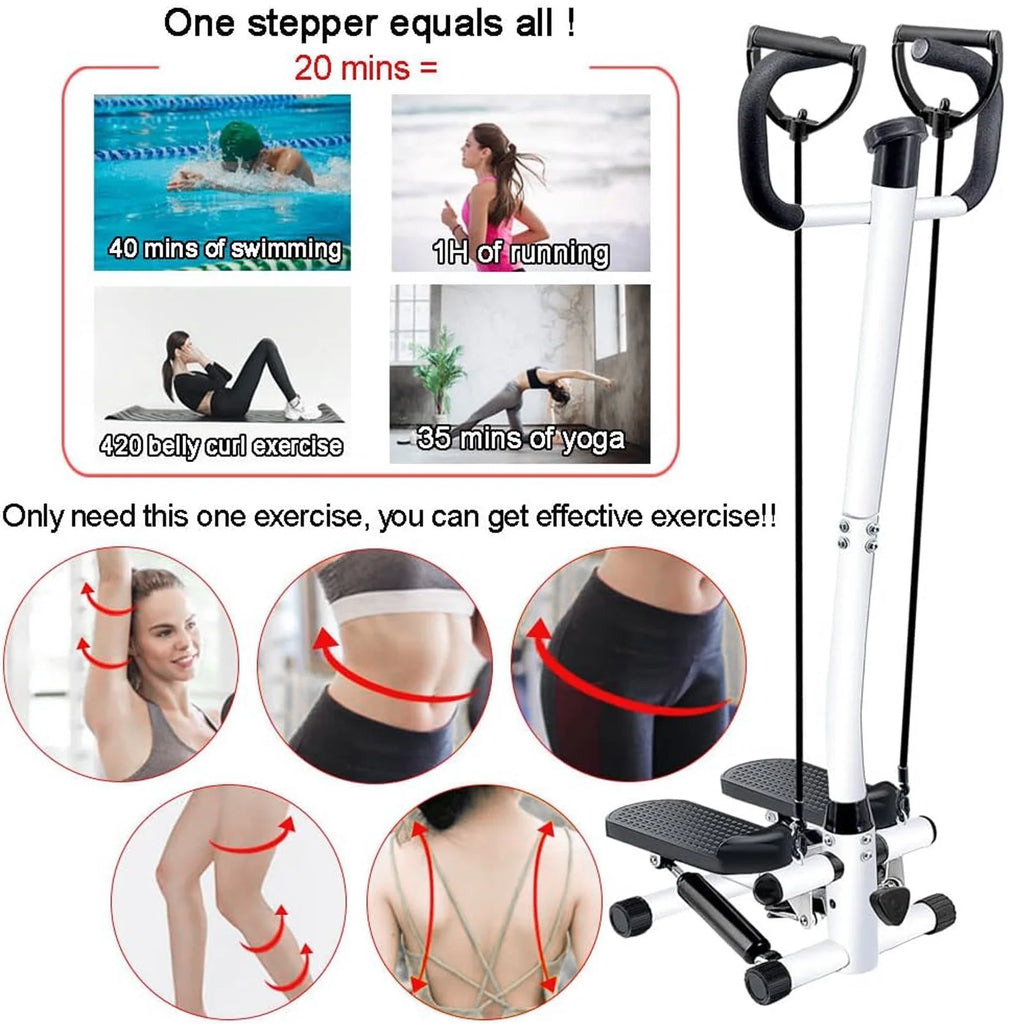 Mini Stair Stepper with Resistance Bands and Handlebar for Full Body Fitness Training - Dual Functionality, 220 lbs Weight Capacity