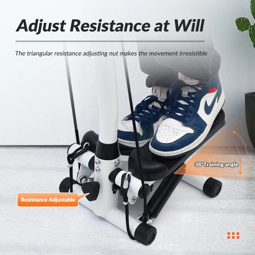 Mini Stair Stepper with Resistance Bands and Handlebar for Full Body Fitness Training - Dual Functionality, 220 lbs Weight Capacity