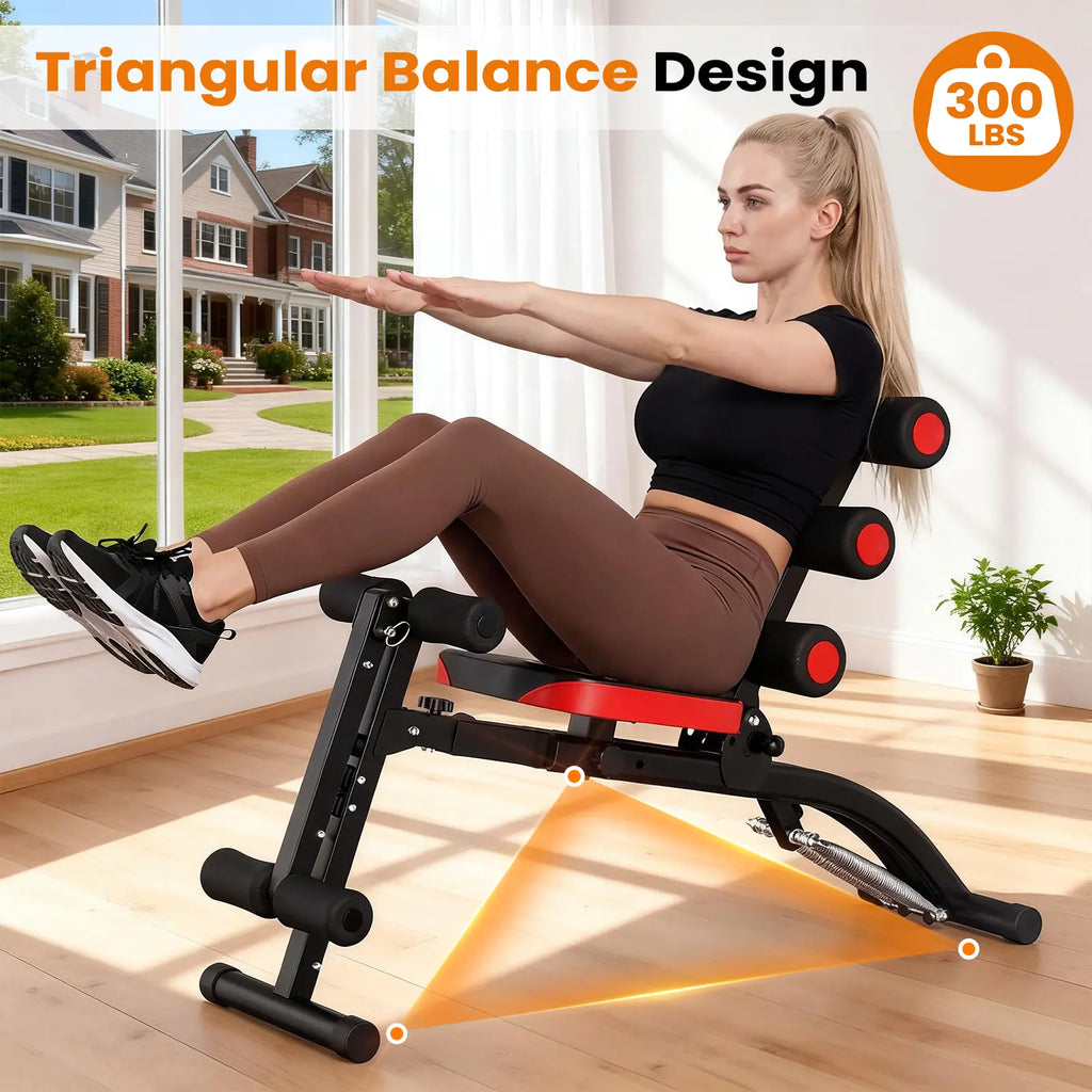 6-In-1 Relife Sports Foldable Workout Bench| Press Weight Bench | 300LBS Capacity | Full Body Home Gym for Abs, Legs & Core | Adjustable & Space-Saving Summervibes