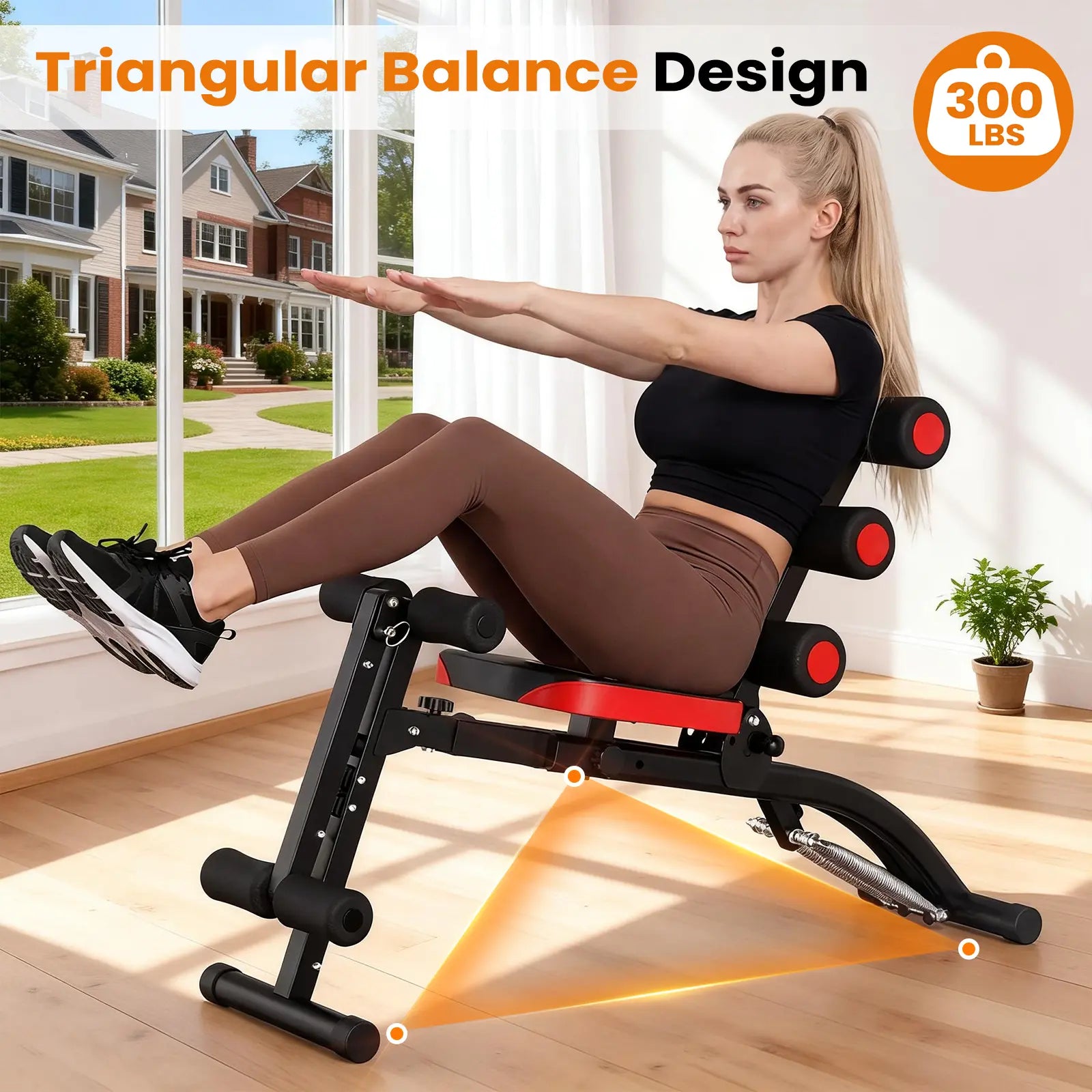 6-In-1 Relife Sports Foldable Workout Bench| Press Weight Bench | 300LBS Capacity | Full Body Home Gym for Abs, Legs & Core | Adjustable & Space-Saving Summervibes