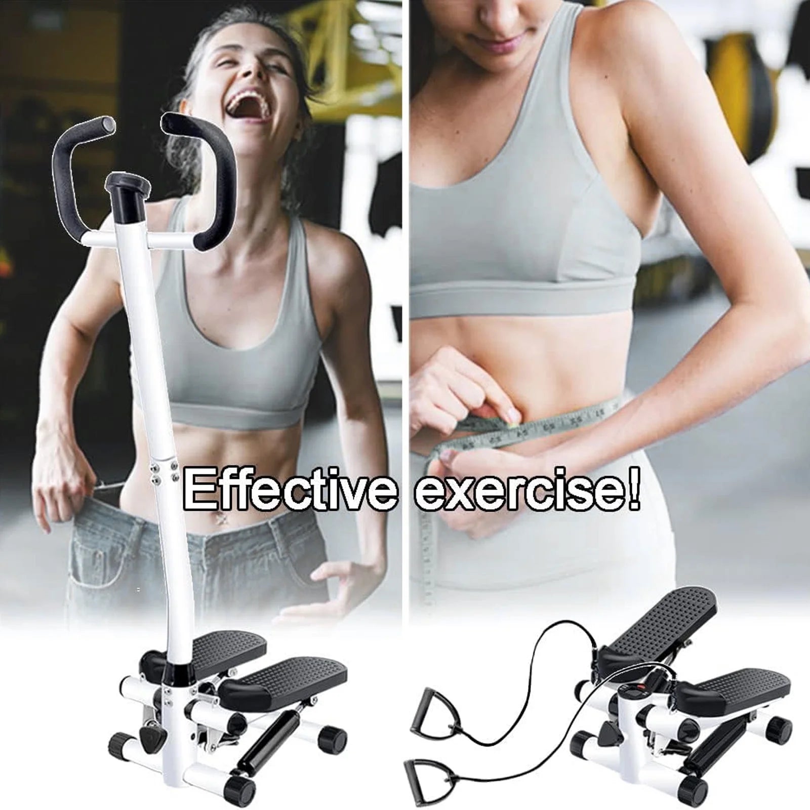 Mini Stair Stepper with Resistance Bands and Handlebar for Full Body Fitness Training - Dual Functionality, 220 lbs Weight Capacity