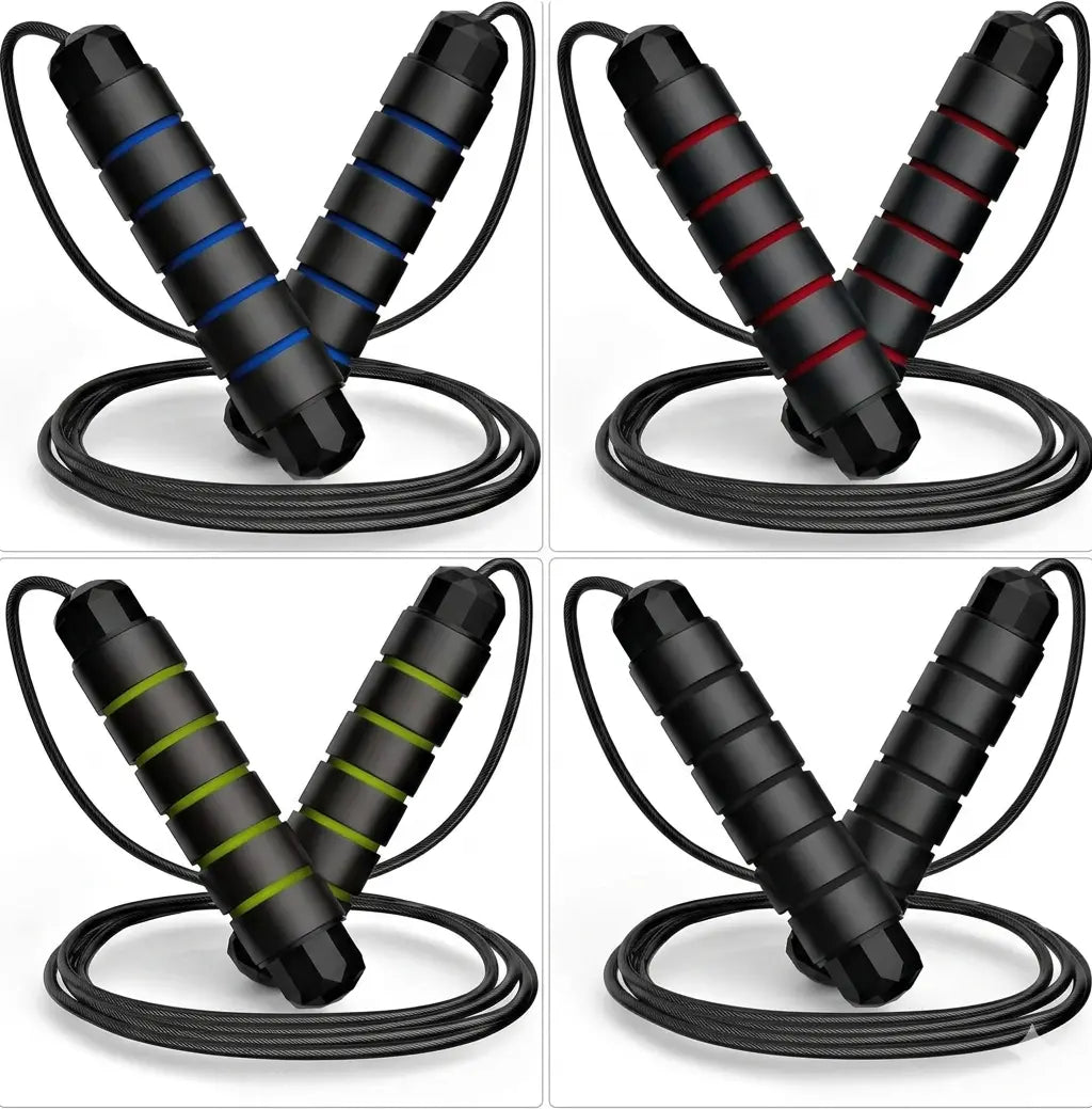 Adjustable Speed Jump Rope with Ball Bearings – Tangle-Free Steel Cable Jumping Rope for Men Women Foam Handles Home Gym Exercise, Multiple Colors