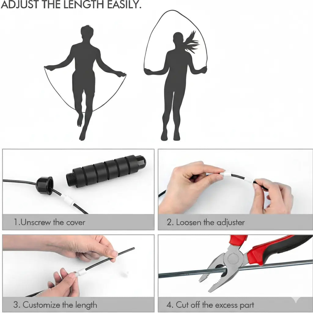 Adjustable Speed Jump Rope with Ball Bearings – Tangle-Free Steel Cable Jumping Rope for Men Women Foam Handles Home Gym Exercise, Multiple Colors