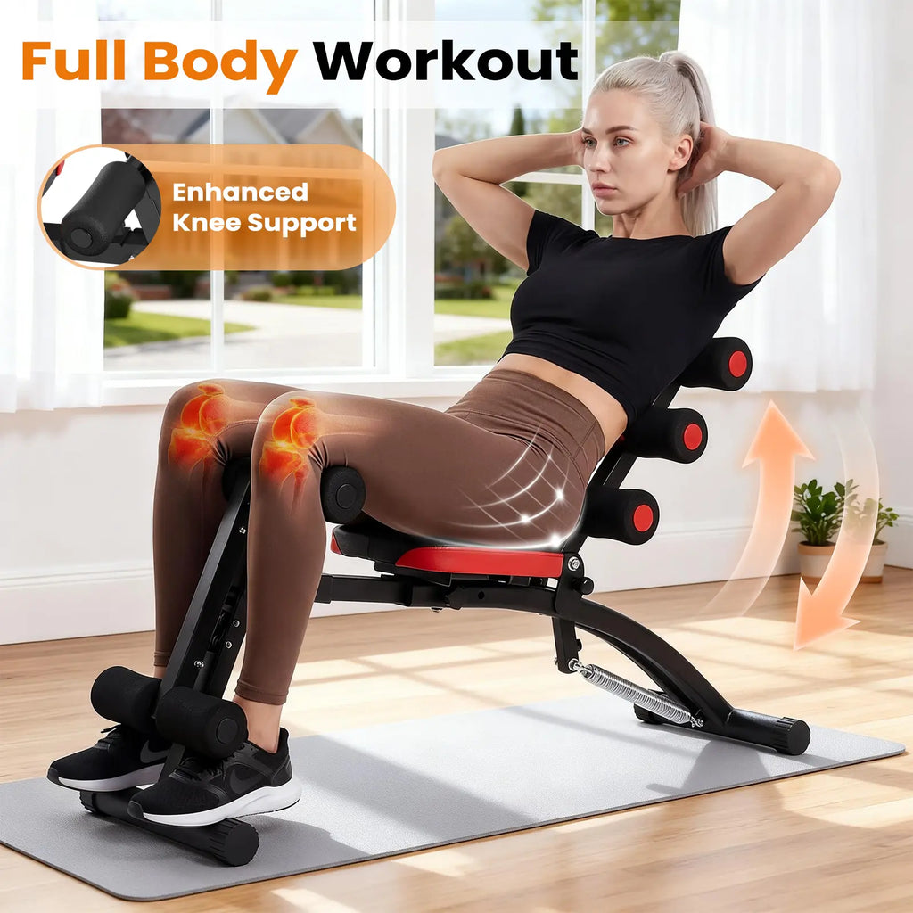 6-In-1 Relife Sports Foldable Workout Bench| Press Weight Bench | 300LBS Capacity | Full Body Home Gym for Abs, Legs & Core | Adjustable & Space-Saving Summervibes