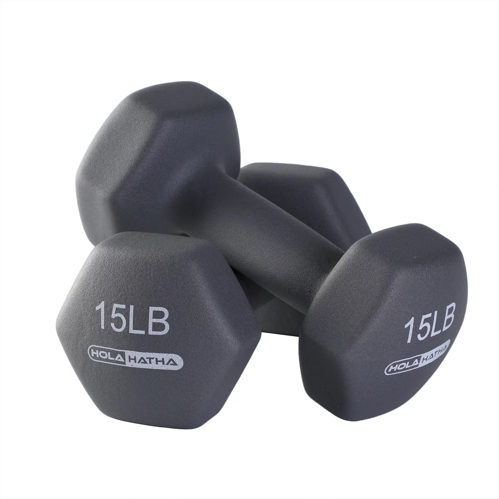 Neoprene Dumbbell Weight Set with Rack - Available in 5, 10, and 15 Pounds