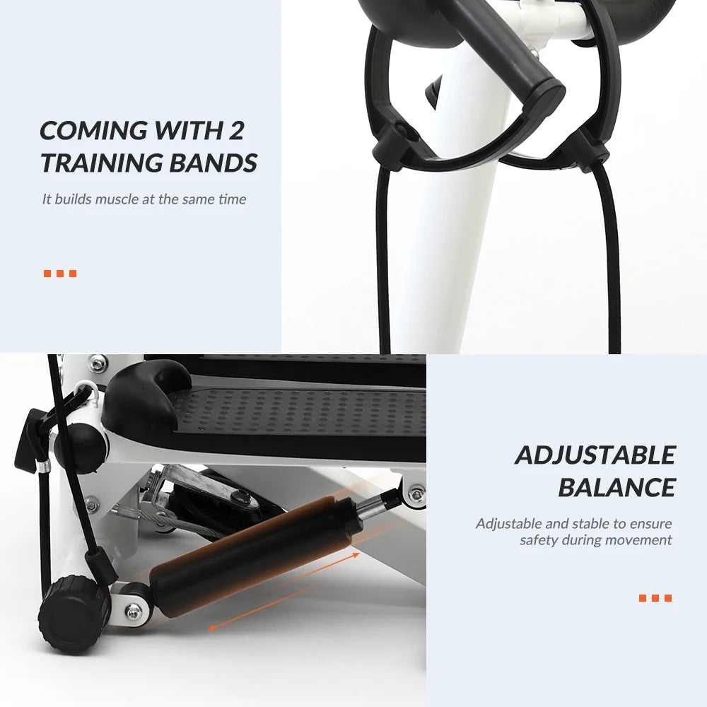 Mini Stair Stepper with Resistance Bands and Handlebar for Full Body Fitness Training - Dual Functionality, 220 lbs Weight Capacity