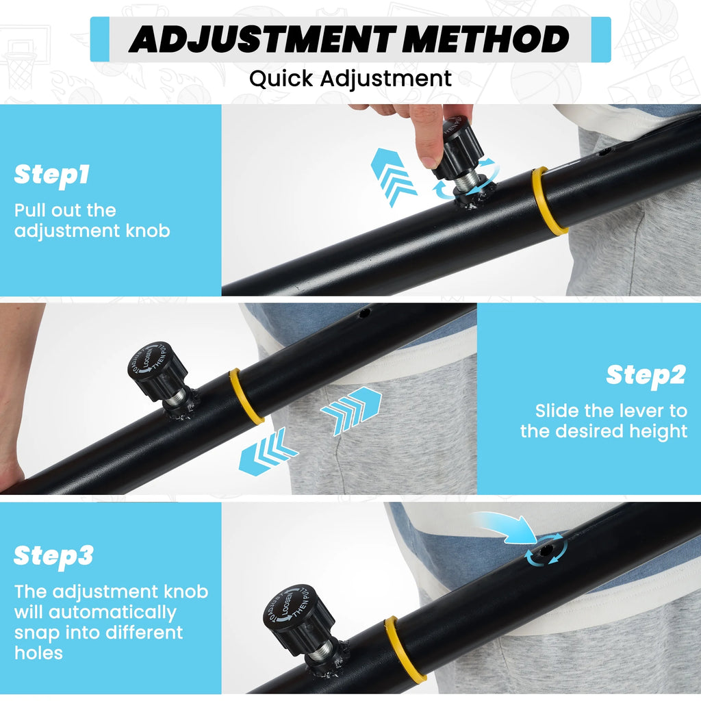 Height Adjustable 28-Inch Basketball Hoop System for Indoor and Outdoor Use, Ranging from 5.1 to 7 Feet, Suitable for All Ages