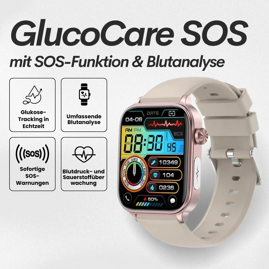 Glucocare SOS | Smartwatch Met Vital Signs Tracking