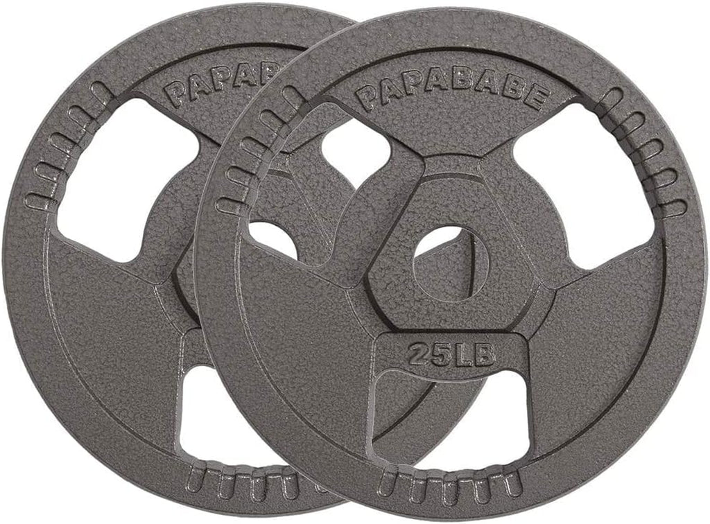 Weight Plates 2-Inch Olympic Grip Plate Sets for Strength and Conditioning Workouts and Weightlifting (25 LB, Pair)