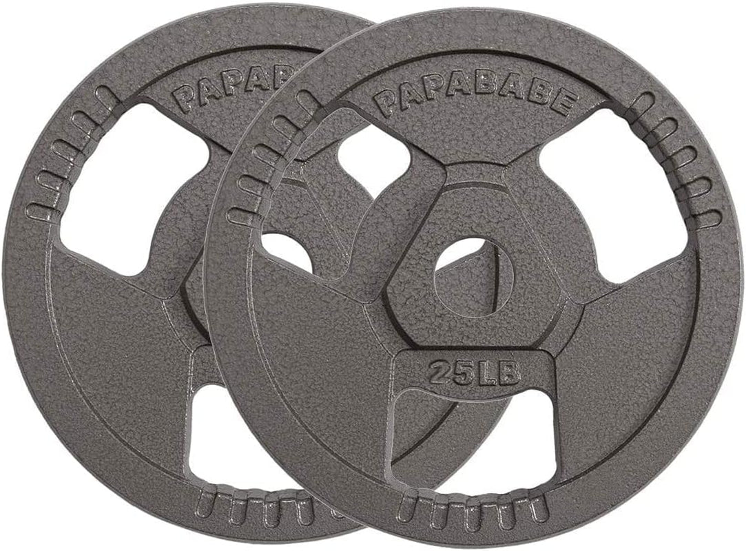 Weight Plates 2-Inch Olympic Grip Plate Sets for Strength and Conditioning Workouts and Weightlifting (25 LB, Pair)