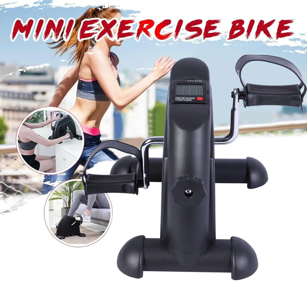 Portable Mini Indoor Pedal Exerciser with LCD Display for Home Fitness - Black