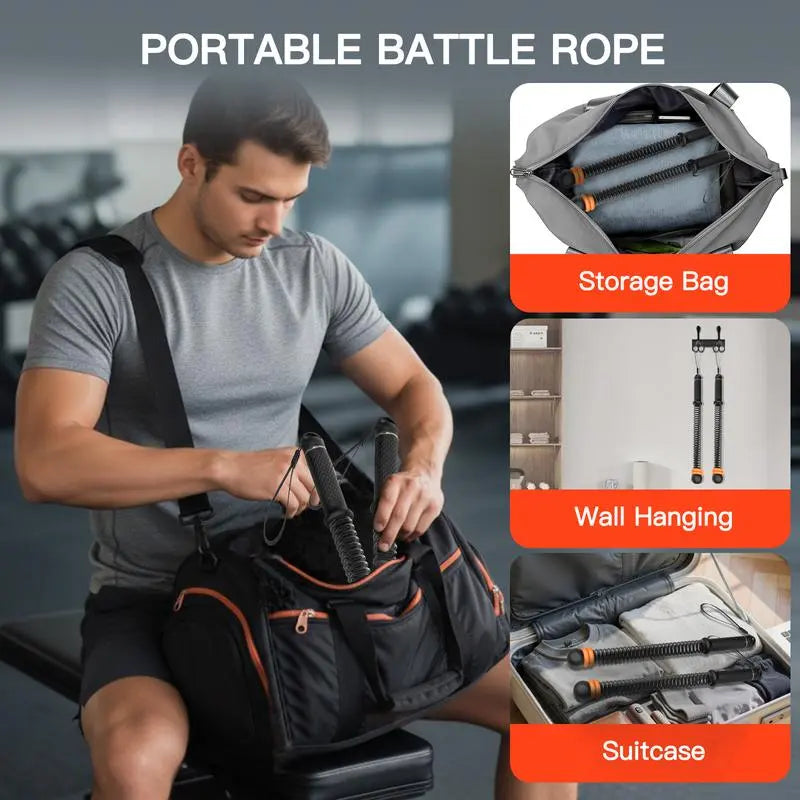 Soulyis Wireless Weighted Battle Ropes - Cordless HIIT at Home Gym Equipment, Full-Body Low-Impact Exercise Accessory for All Fitness Levels