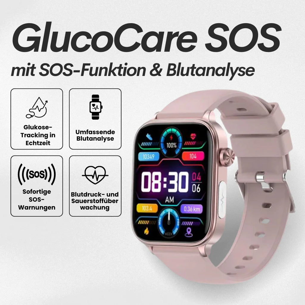 Glucocare SOS | Smartwatch Met Vital Signs Tracking