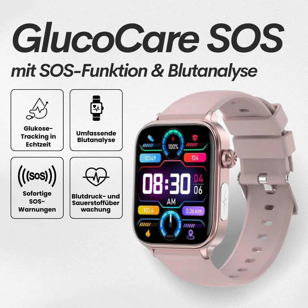 Glucocare SOS | Smartwatch Met Vital Signs Tracking