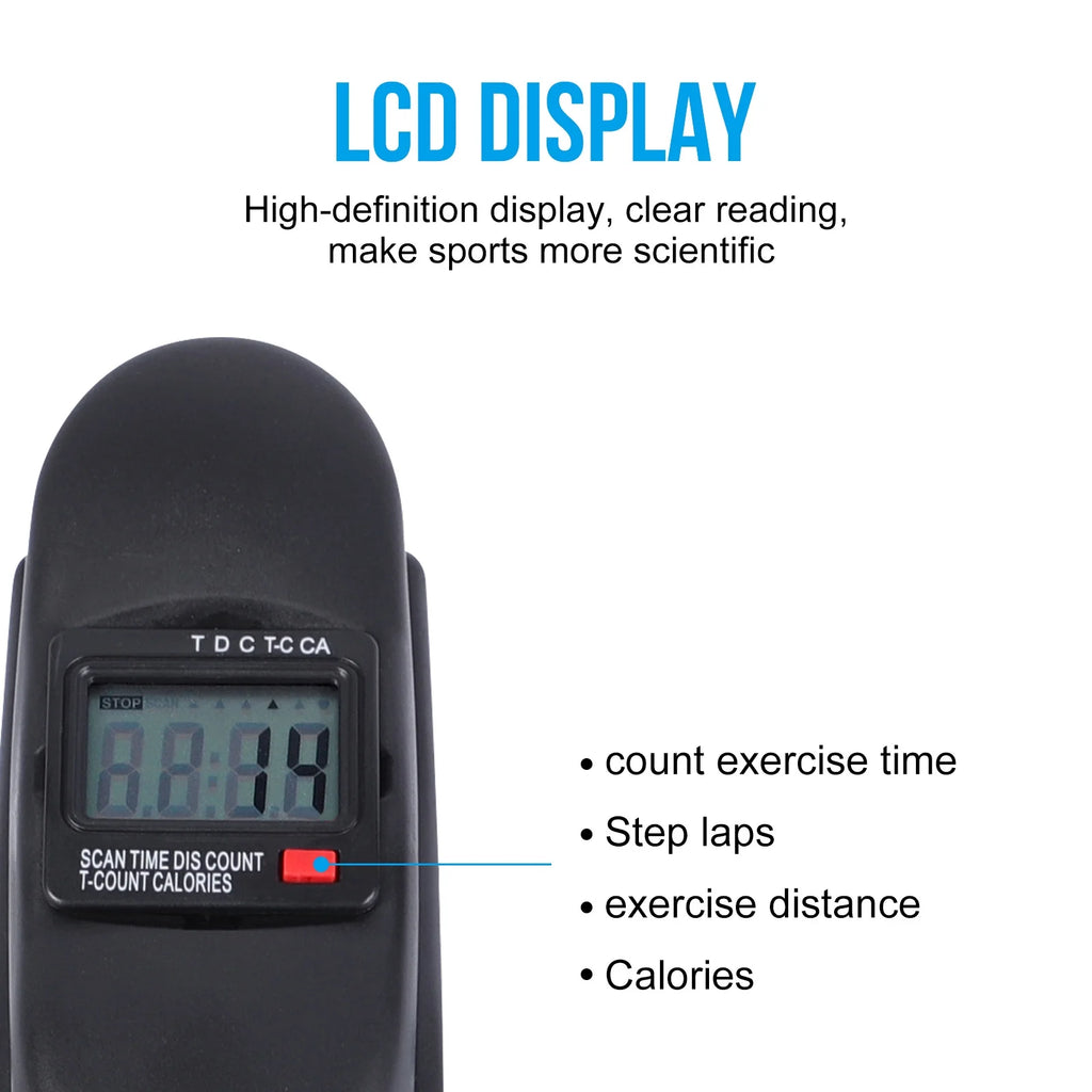 Portable Mini Indoor Pedal Exerciser with LCD Display for Home Fitness - Black