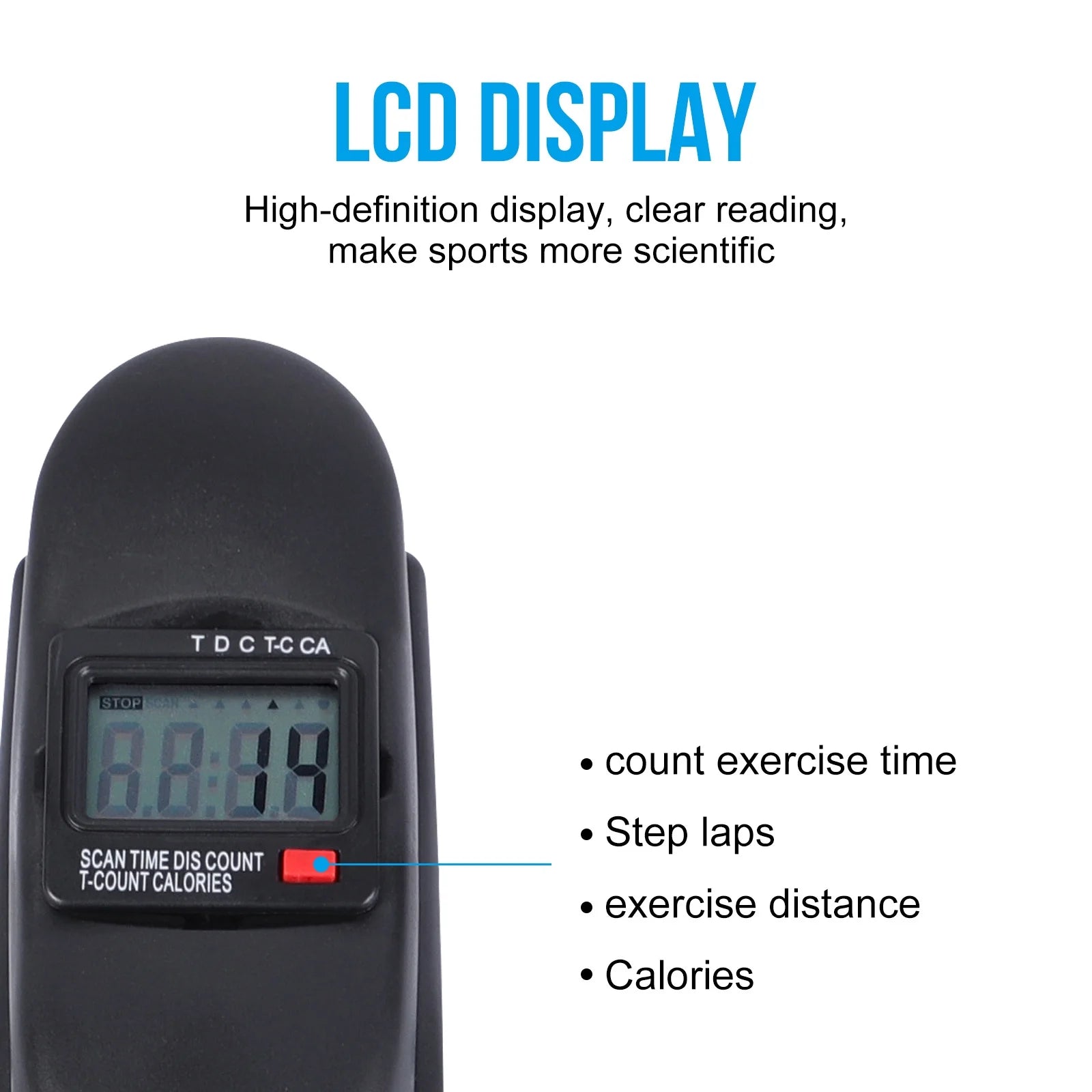 Portable Mini Indoor Pedal Exerciser with LCD Display for Home Fitness - Black