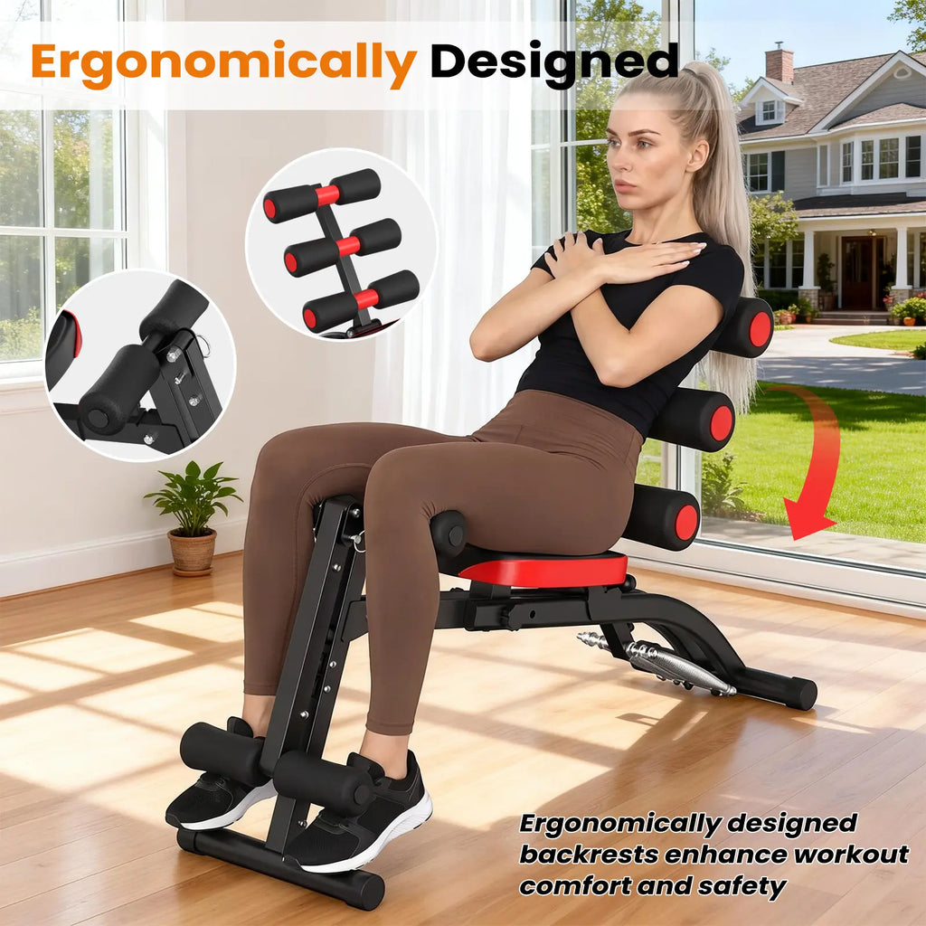 6-In-1 Relife Sports Foldable Workout Bench| Press Weight Bench | 300LBS Capacity | Full Body Home Gym for Abs, Legs & Core | Adjustable & Space-Saving Summervibes