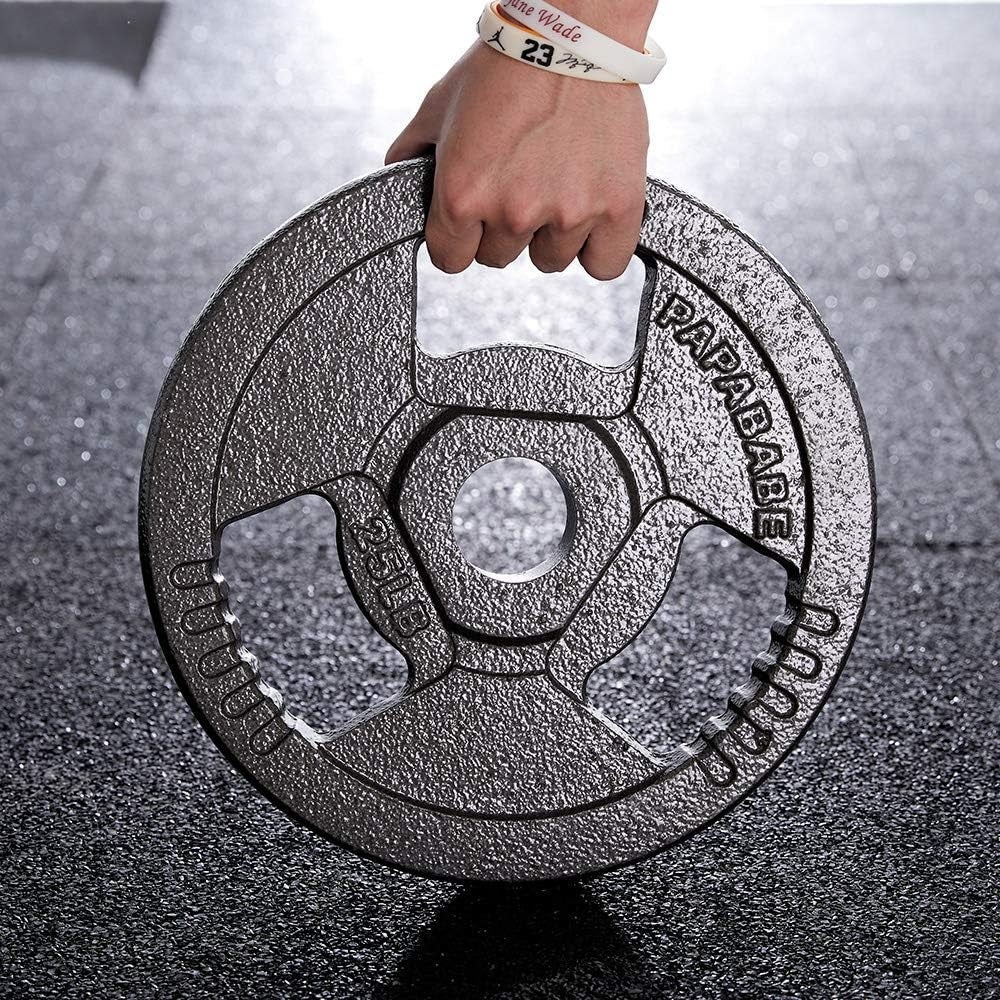 Weight Plates 2-Inch Olympic Grip Plate Sets for Strength and Conditioning Workouts and Weightlifting (25 LB, Pair)