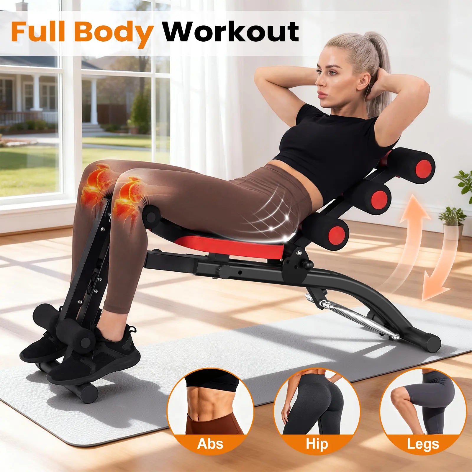 6-In-1 Relife Sports Foldable Workout Bench| Press Weight Bench | 300LBS Capacity | Full Body Home Gym for Abs, Legs & Core | Adjustable & Space-Saving Summervibes
