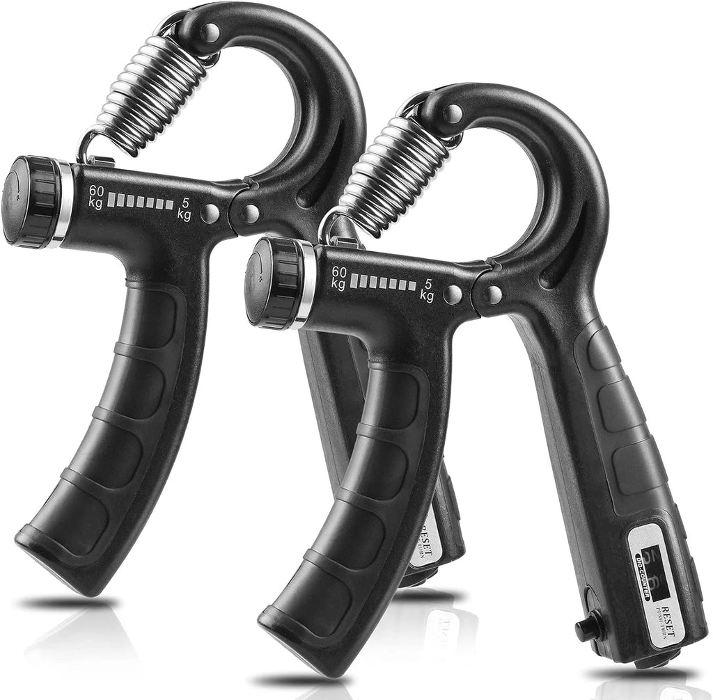 Dual Pack Adjustable Grip Strength Trainer with Counter, Ergonomic Hand Grip Strengthener, Resistance Range 11-132Lbs (5-60Kg), Non-Slip Design, Ideal for Athletes and Hand Rehabilitation