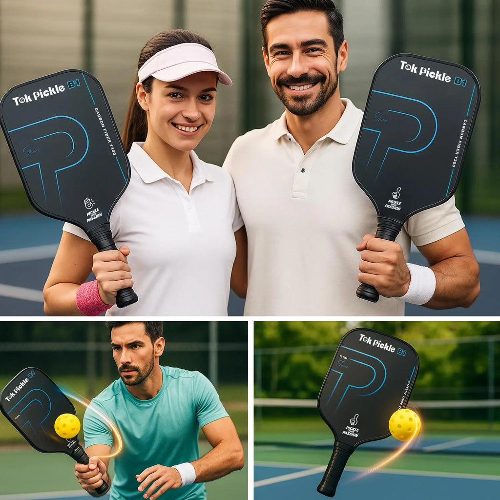 Tok Pickle T300 Carbon Fiber Pickleball Paddle Set - 2 Paddles, Wide Body, Large Sweet Spot, 4 Balls, Carry Bag, for Beginners & Family Players