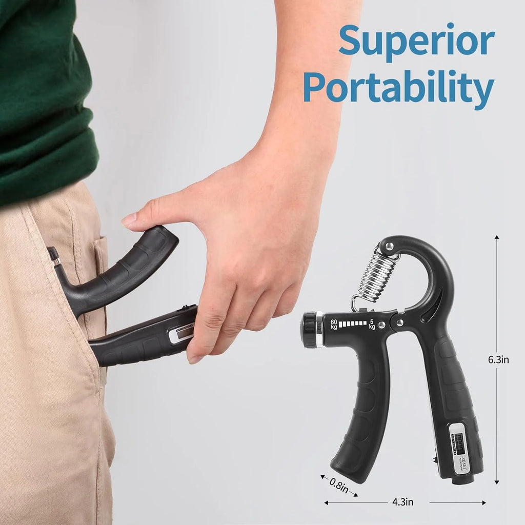 Dual Pack Adjustable Grip Strength Trainer with Counter, Ergonomic Hand Grip Strengthener, Resistance Range 11-132Lbs (5-60Kg), Non-Slip Design, Ideal for Athletes and Hand Rehabilitation