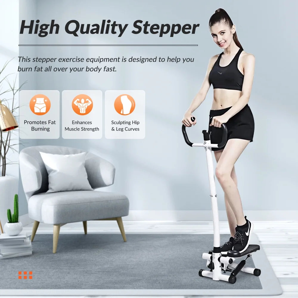 Mini Stair Stepper with Resistance Bands and Handlebar for Full Body Fitness Training - Dual Functionality, 220 lbs Weight Capacity