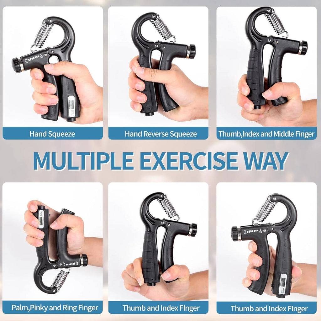 Dual Pack Adjustable Grip Strength Trainer with Counter, Ergonomic Hand Grip Strengthener, Resistance Range 11-132Lbs (5-60Kg), Non-Slip Design, Ideal for Athletes and Hand Rehabilitation