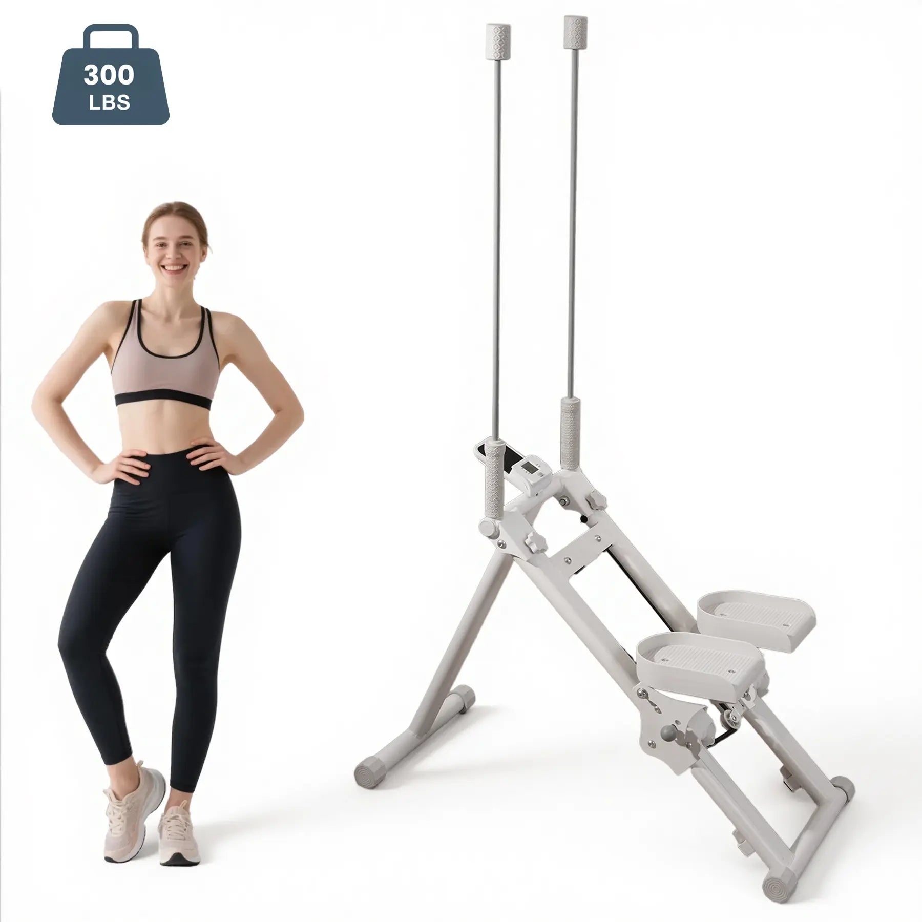 KYOUBY Vertical Climber and Stair Stepper - Heavy-Duty Home Gym Equipment with Adjustable Dual-Grip Handrails and 300 lbs Weight Capacity for Home Workouts